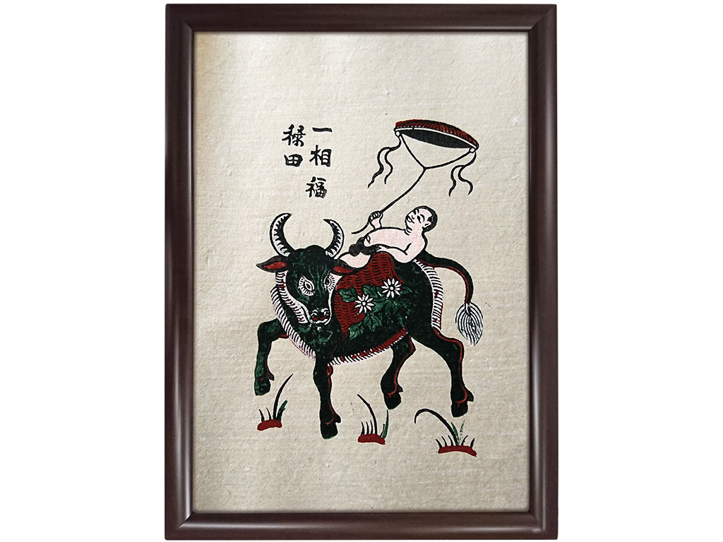 Tranh khung kính Chăn Trâu Thả Diều 30cm x 40cm - TK081